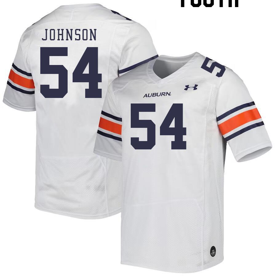 Youth #54 Tate Johnson Auburn Tigers College Football Jerseys Stitched-White - Click Image to Close